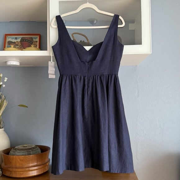 Lynn Lugo Silk Fit & Flare Dress Navy Blue Party Cocktail Made in USA - Picture 3 of 7